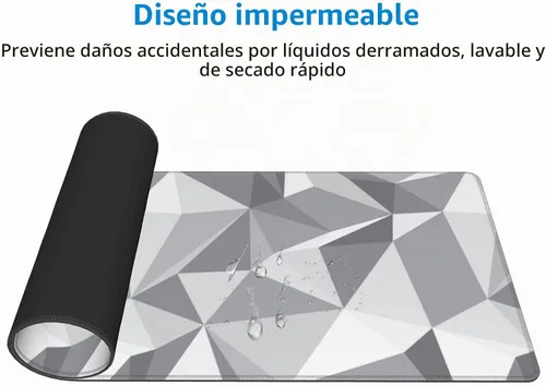 Vista 4 de Alfombrilla de mouse gris geométrica gris grande XL alfombrilla de escritorio abstracta larga extendida alfombrilla de mouse grande para accesorios