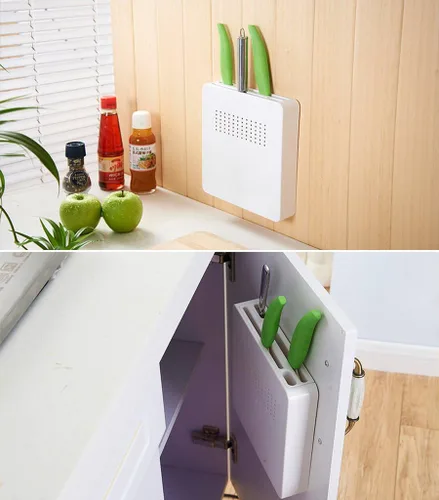 Vista 6 de Vpang - Estante de almacenamiento de plástico para cuchillos de cocina, 4 ranuras