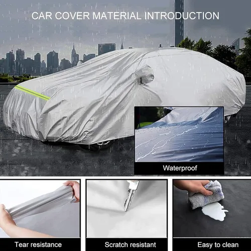 Vista 5 de Funda impermeable para coche compatible con Dacia Duster Logan Mcv Sandero para todo tipo de clima, cubierta completa para coche, resistente al