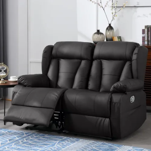 Vista 15 de Sofá biplaza reclinable manual de 110 pulgadas, sillón reclinable de 4 asientos con consola, mesa plegable y salidas integradas, sofá reclinable