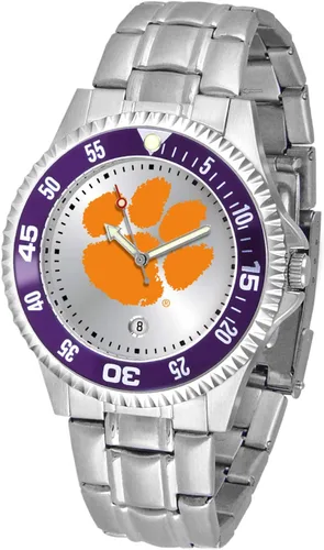 Vista 54 de SunTime Reloj de cuarzo de 1.575 in para hombre, correa de acero inoxidable de 0.787 in, esfera Gameday
