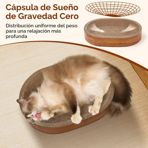 Vista 3 de ComSaf Cama rascador para gatos, cartón ovalado para gatos