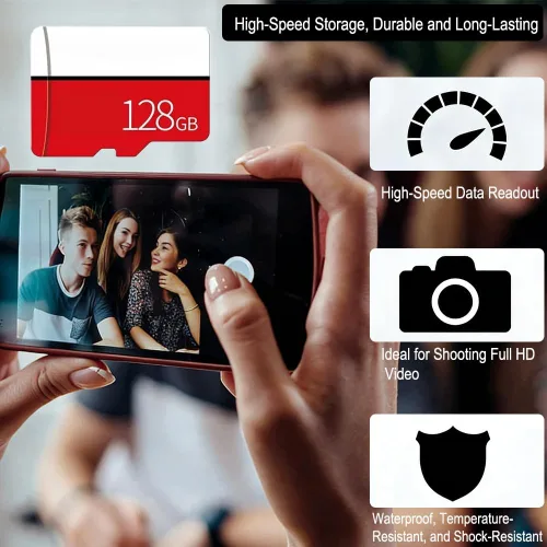 Vista 2 de Tarjeta Micro SD de 128 GB, para smartphone/impresora/computadora personal/consola de juegos/tableta