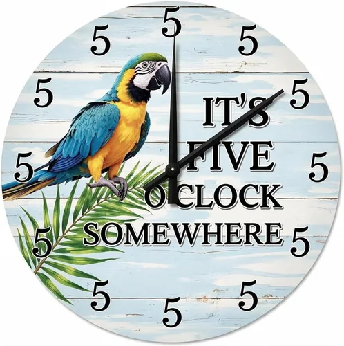 Vista 9 de Farmhouse Silent Wooden Wall Clock Non-Ticking Battery Operated 10" Retro Rustic Arabic Numerals Colorful Decorative Small Wall Clocks for Living