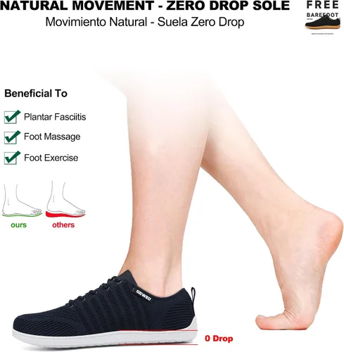 Vista 2 de Geweo Zapatos minimalistas unisex Suela sin caída Puntera ancha Comodidad más flexible Movimiento natural en forma de pie Zapatos deportivos
