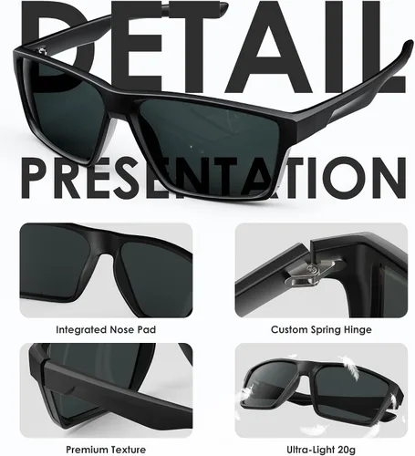 Vista 4 de KALIYADI Gafas de sol polarizadas para hombre y mujer: gafas de sol con UV400 para conducir, correr, ciclismo
