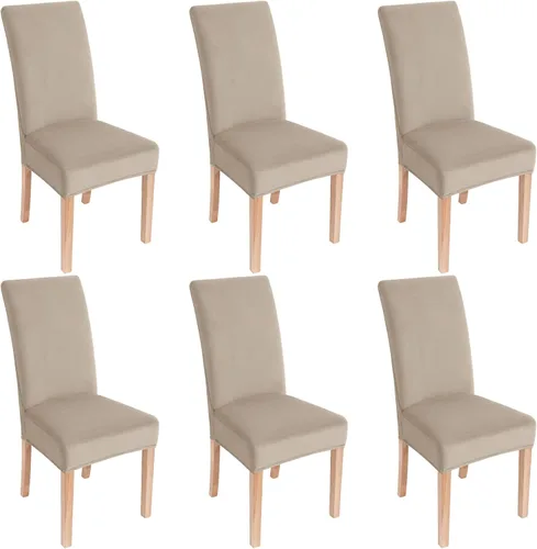 Vista 59 de smiry - Fundas para sillas de comedor de terciopelo elástico y suave, extraíbles, Terciopelo, Beige