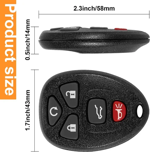 Vista 6 de Llavero de repuesto para GMC Acadia 2007-2016 Yukon XL/Chevy Suburban Tahoe Traverse/Cadillac Escalade SRX/Buick Enclave FCC ID: OUC60270, OUC60221