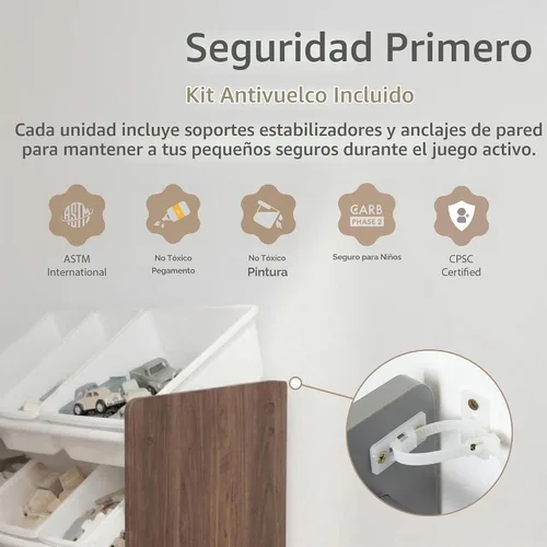 Vista 7 de Humble Crew Organizador de juguete extra grande, 16 contenedores de almacenamiento, espresso / blanco