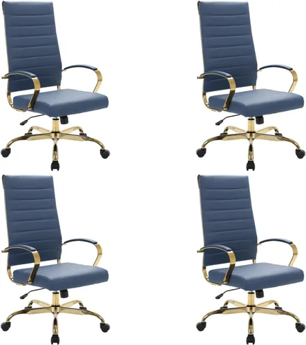 Vista 19 de LeisureMod Silla de oficina moderna de cuero con respaldo alto, silla de escritorio ejecutiva giratoria y ajustable con marco dorado, diseño Blanco