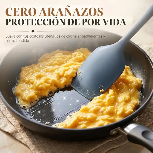 Vista 5 de Astercook Juego de espátulas de silicona de 6 piezas, espátulas de goma resistentes al calor de 560 °F con núcleo de acero inoxidable Morandi