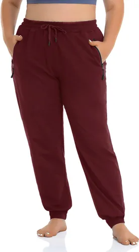 Vista 2 de ZERDOCEAN Pantalones deportivos de talla grande para mujer, pantalones de entrenamiento cónicos, pantalones de descanso, pantalones deportivos