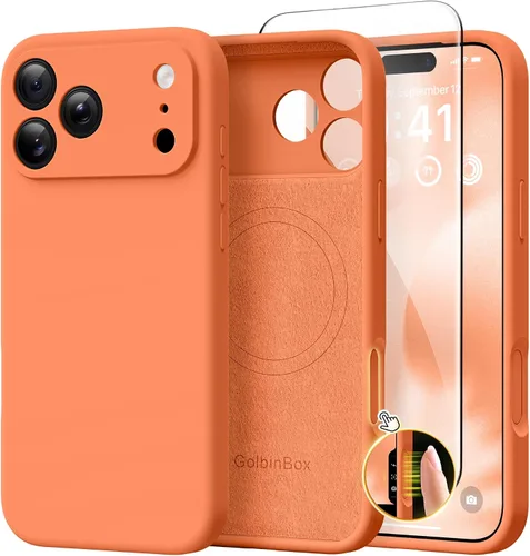 Vista 164 de GolbinBox Funda magnética para iPhone 17, compatible con MagSafe, cubierta de silicona integrada para control de cámara, funda de silicona líquida a
