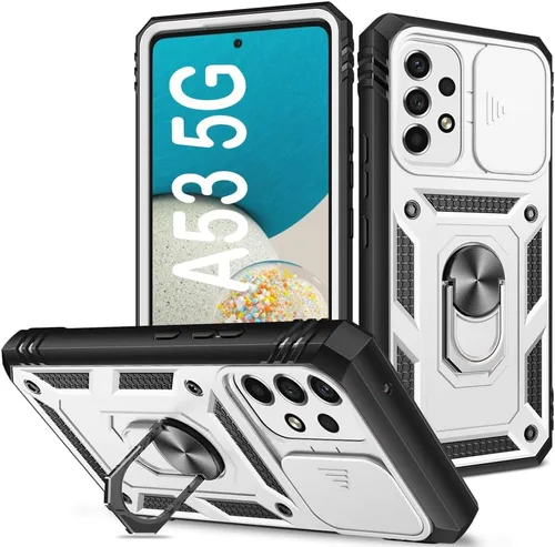 Vista 124 de PASNEW Funda militar para iPhone 13 Pro Max, cubierta de cámara deslizante y soporte de anillo de metal de 360°, carcasa rígida multicapa resistente