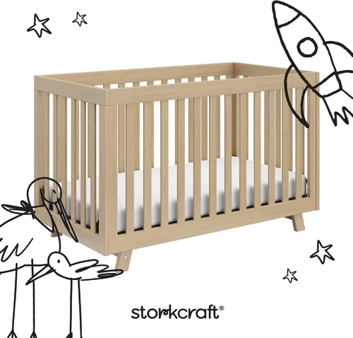 Vista 7 de Storkcraft Beckett 3 en 1 Cuna Convertible (Driftwood) – Certificado GREENGUARD Gold, Se Ajusta a Colchón de Cuna Estándar, Se Convierte en Cama