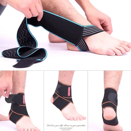 Vista 4 de Soporte para tobillo, soporte ajustable para tobillo, material de nailon transpirable, súper elástico y cómodo, talla única, protege contra