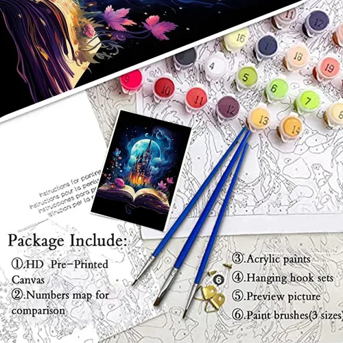 Vista 5 de PSCH Kit de pintura por números para adultos, kits de pintura por números, pintura al óleo acrílica por números para regalo, decoración de pared
