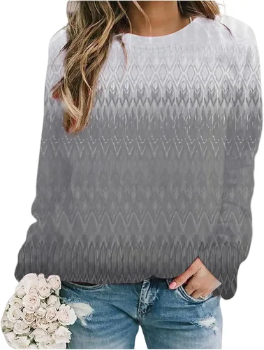 Vista 2 de Woman Within Plus Size Tops,Womens Sweatshirts Casual Tops Floral Printed Crewneck Long Sleeve Pullover Tunic Shirts