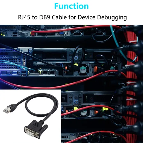 Vista 6 de Cable RJ45 a DB9 RJ45 macho a DB9 9 pines hembra RS232 puerto serie Cat5 Ethernet LAN Cable de consola RJ45 a RS232 Dispositivos de red Cable