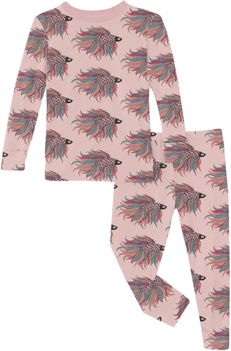Vista 74 de KicKee Pants Conjunto de pijama de manga larga con estampado de piezas