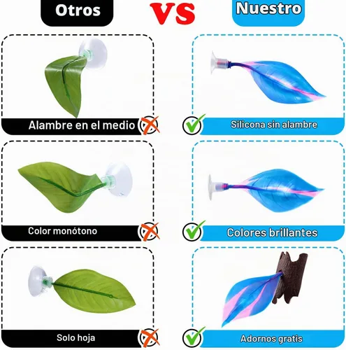 Vista 5 de WILLBOND 2 piezas de silicona azul Betta Fish Bed Leaf Hamaca Betta Fish Tank Accesorios Decoraciones para adornos de acuario, práctico lugar