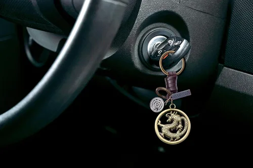 Vista 2 de AuPra Dragon Simbol Llavero Regalo Mujeres y Hombres Llavero de Cuero Llavero Hogar Coche Llaveros Titular Señoras Regalo, Marrón