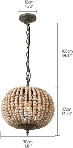 Vista 7 de Lámpara Colgante de Araña con Cuentas de Madera Bohemia Boho Playera Lámpara de Techo Accesorios de Iluminación