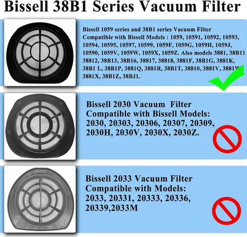 Vista 3 de 2037423 - Filtro compatible con Bissell 3 en 1 aspiradora ligera 38B1, 38B1L, serie 1059, comparado con la parte # 2037423 y 2037424