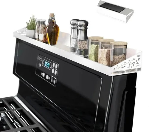 Vista 11 de STUTOV Estante superior magnético para estufa de 30 pulgadas, estante de especias negro y organizador de condimentos, estante de cocina magnético