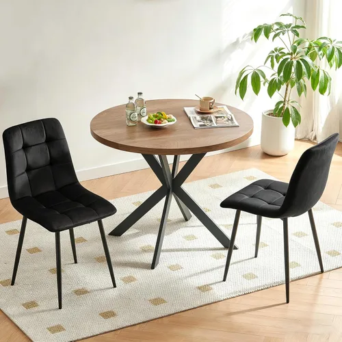 Vista 4 de Homedot Juego de mesa de comedor para 2, mesa de cocina de 3 piezas, juego de sillas de comedor redondas y negras para espacios pequeños, juego