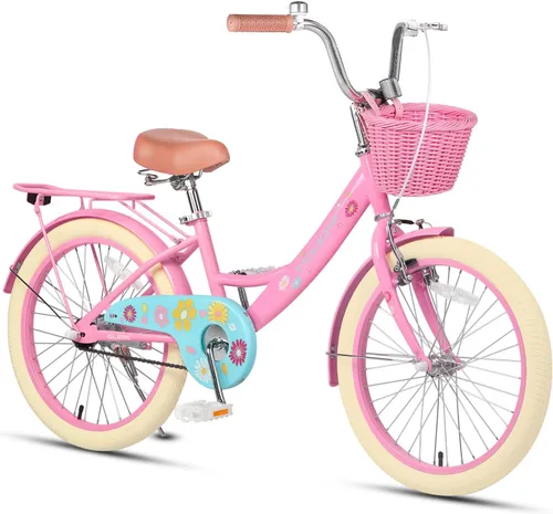 Vista 20 de Glerc Maggie Girls Bike, 12-20 Inch Kids Bike for 2-13 Years Old Children, Princess Style Kids Bicycle with Doll-Seat & Basket & Training Wheels