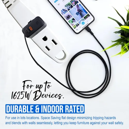 Vista 8 de SureSave - Cable de extensión de 30 pies Cable de extensión blanco resistente de 3 clavijas con conexión a tierra para interiores Listado UL