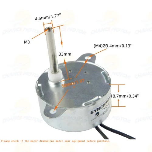 Vista 4 de CHANCS Motor Síncrono TYC-40 CA 12V 5RPM Longitud del Eje 33mm para Decoración de Navidad Micro Motor