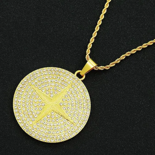 Vista 3 de Cadena helada para hombre, collar con colgante de cruz de circonita cúbica para hombre, estilo creativo, hip hop, punk, joyería para hombre, cadena