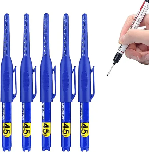 Vista 20 de 5PCS Long Head Deep Hole Markers, 45MM Long Nib Oil Ink Carpenter Pen 45MM Black