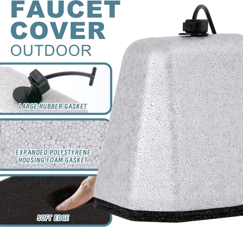 Vista 3 de Cubiertas de Grifo para el Aire Libre para Protección contra Congelación en Invierno, Fundas de Espiga de Espuma para el Invierno Aisladas