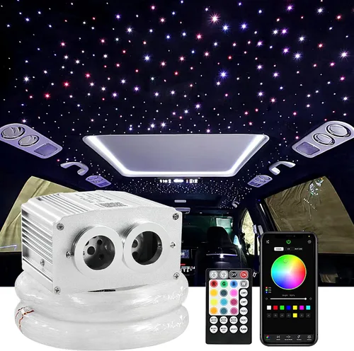 Vista 10 de ATOKEE Kit de Luminarias de Techo de Estrellas de 10W 150pcs 0.076cm 1.98m, Luces de Fibra Óptica con Efecto de Estrellas y Sonido Activadas
