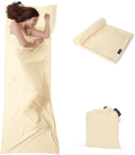 Vista 12 de Bolsa de dormir para viajes y campamento, ligera, compacta y portátil, ideal para viajes, hostales y campamentos