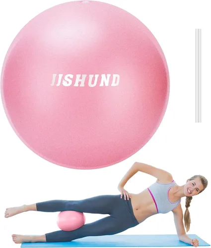 Vista 12 de jjshund Pelota de pilates, pequeña pelota de yoga de ejercicio de 9,8 pulgadas con guía de ejercicios, para gimnasio en casa, yoga, pilates