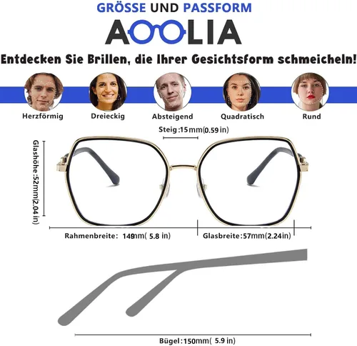 Vista 3 de Gafas grandes con bloqueo de luz azul para mujeres y hombres, elegantes lentes de metal Retr Anti-UV Antifatiga Anti-Blue Eye Glasses