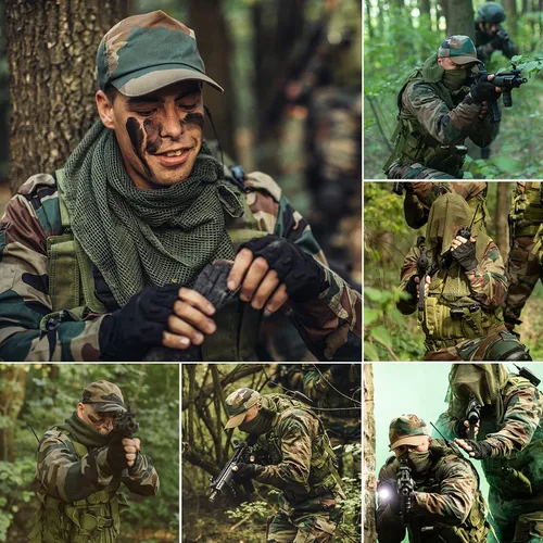 Vista 6 de GRVCN Velo de Francotirador Bufanda Táctica Red de Malla de Camuflaje Corporal Militar, Bufanda de Patrón de Camuflaje de Doble Cara ACU