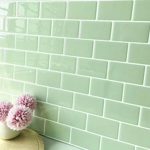 Vista 7 de Alwayspon 10 hojas de azulejos 3D de PVC para salpicaduras de despegar y pegar, papel tapiz autoadhesivo de 12 x 6 pulgadas, calcomanías