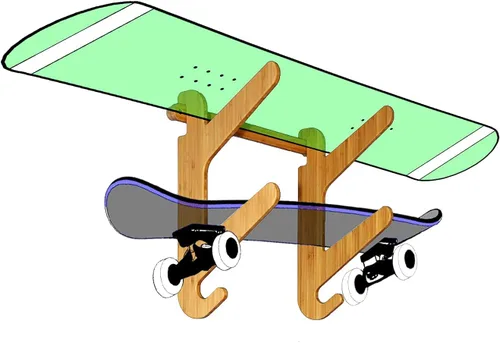 Vista 11 de Grassracks Soporte de pared para snowboard y monopatín de bambú y abedul, serie Moloka`i