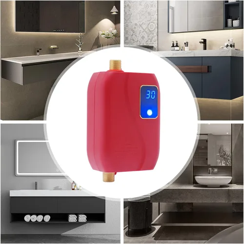 Vista 2 de Calentador de agua eléctrico sin tanque, 110 V, 3000 W, portátil, a pedido, calentador de agua caliente instantáneo, mini sistema de calefacción