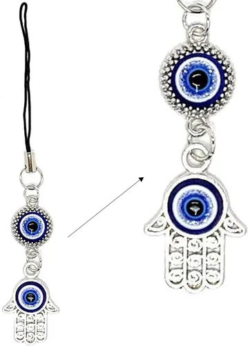 Vista 10 de LUCKBOOSTIUM Llavero de elefante de ojo malvado con borla de cuentas azules, dije decorativo para auto de mal de ojo y accesorio para colgar