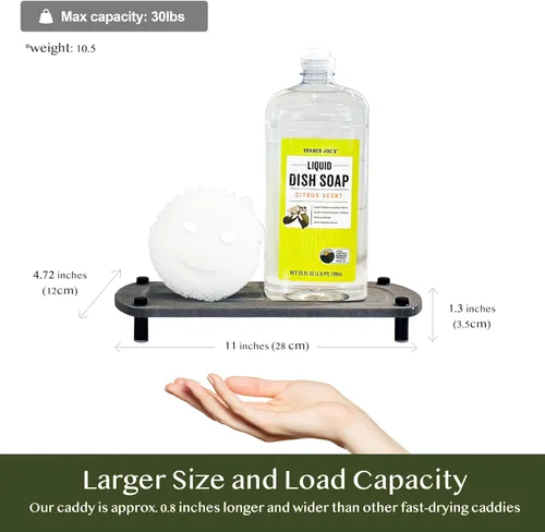 Vista 5 de 2 bandejas de jabón de piedra absorbente de agua para fregadero de cocina y baño, estante de secado rápido de tierra de diatomeas y organizador