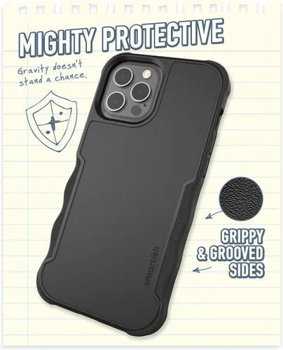 Vista 3 de Smartish Funda para iPhone 12 Pro Max Armor - Gripzilla [resistente + protectora] Funda de agarre delgada y resistente - Black Tie Affair