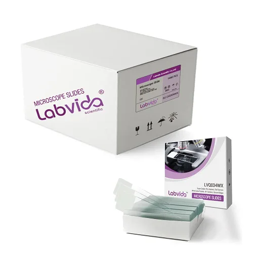 Vista 10 de 72 piezas de portaobjetos de microscopio con carga positiva, portaobjetos adhesivos hechos de vidrio super blanco, bordes finamente pulidos, área