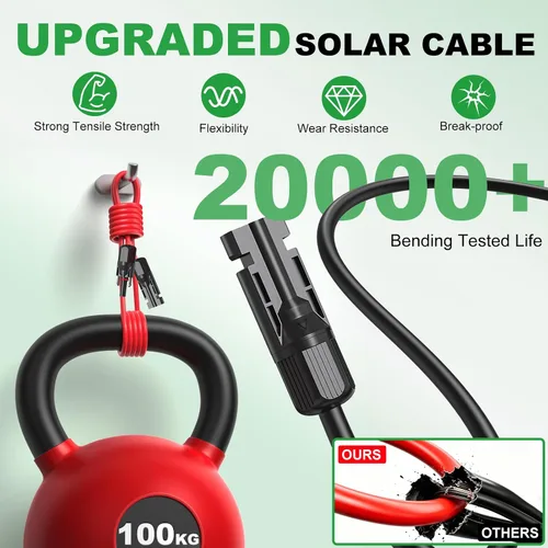 Vista 4 de Oududianzi Cable de extensión solar de 10 pies, cable solar de 10 AWG, cable fotovoltaico de cobre estañado de calibre 10, cables y conectores