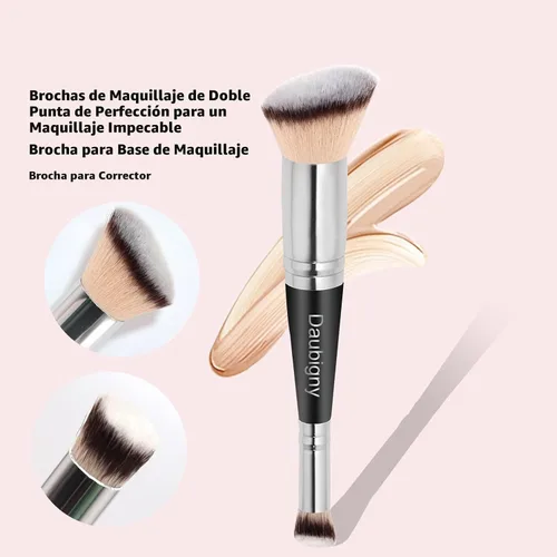 Vista 4 de Daubigny Brochas de maquillaje de doble punta, cepillo corrector perfecto para cualquier aspecto, cepillo de lujo premium redondeado cónico